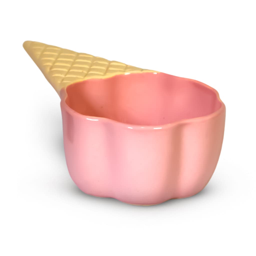 Bowl Cerâmica Em Forma De Casquinha Sorvete Para Sobremesas