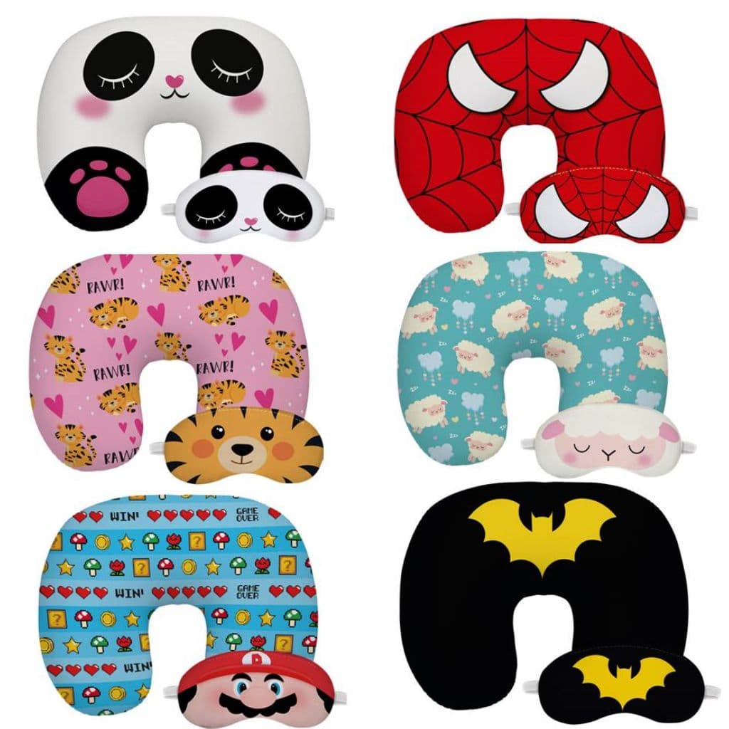 ALMOFADA TRAVESSEIRO PROTETOR P/ PESCOÇO LEITURA, VIAGEM OU DESCANÇO COM MÁSCARA PARA OS OLHOS