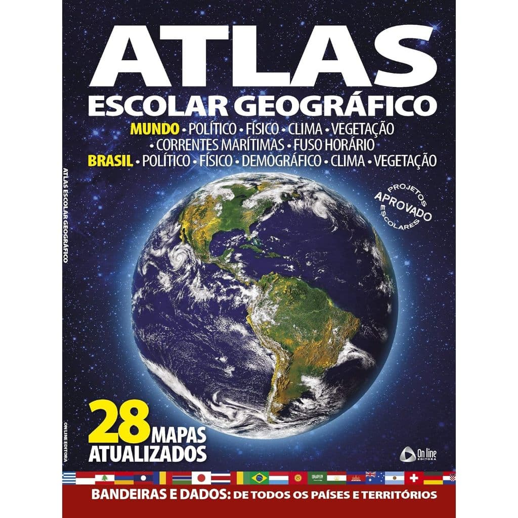Livro Atlas Escolar Geográfico Mundo Bandeira e Dados Países e Territórios