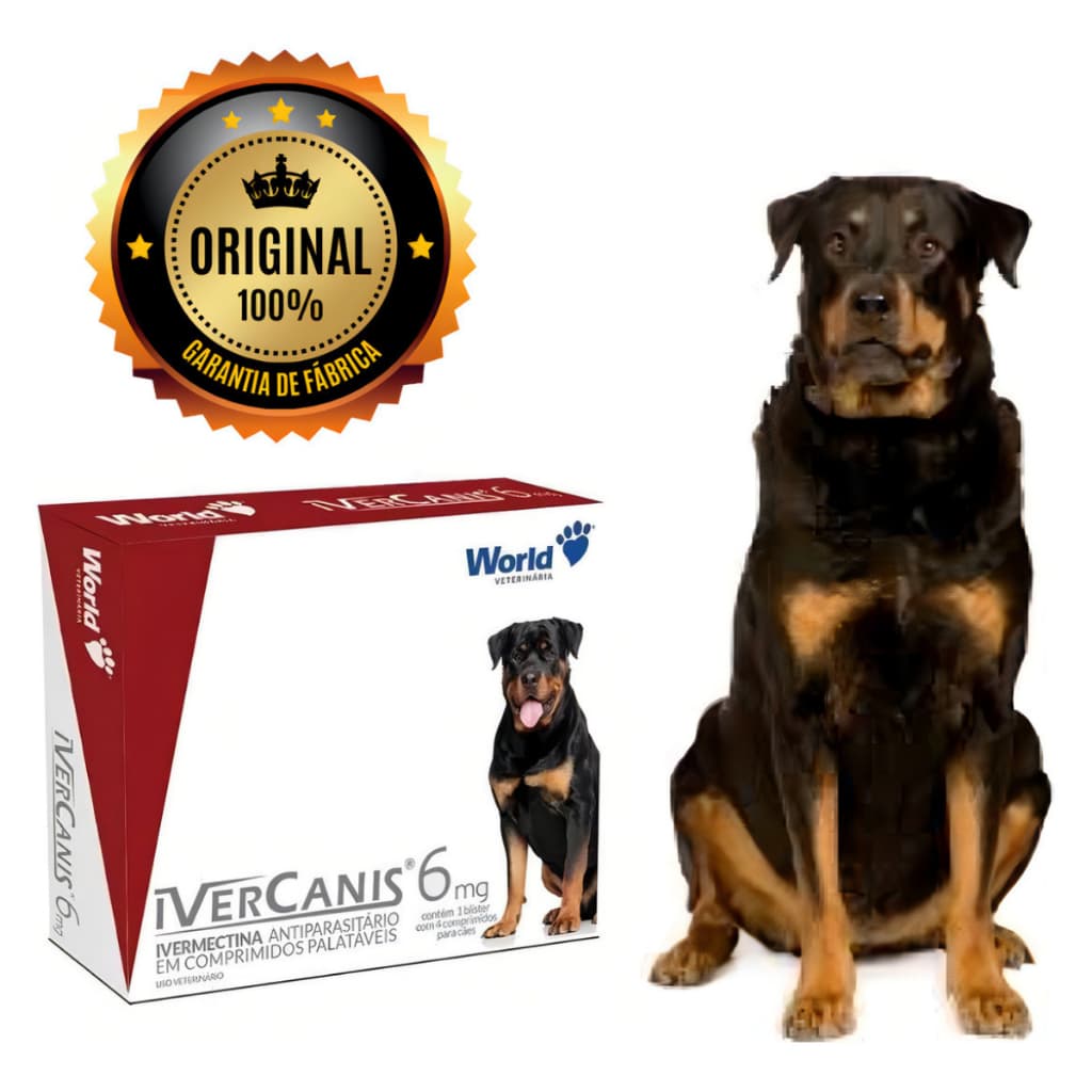 antiparasitário 6mg World Ivercanis contra pulgas carrapatos anti pulgas carrapatos para cão de 15kg a 30kg 4 cps