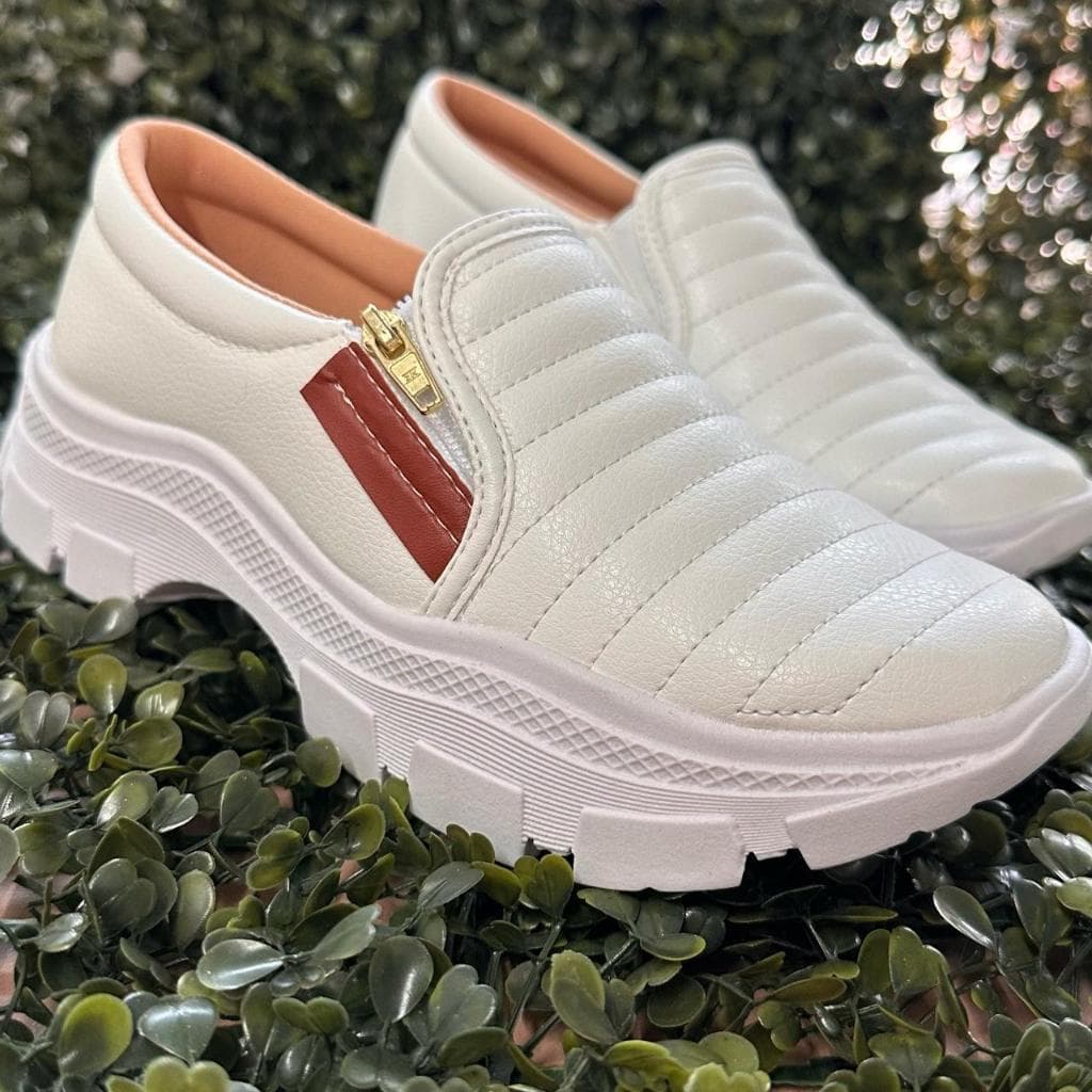 Tênis Sapatênis Sapatilha Feminino Casual Slip On Com Zíper Confortável Envio Imediato