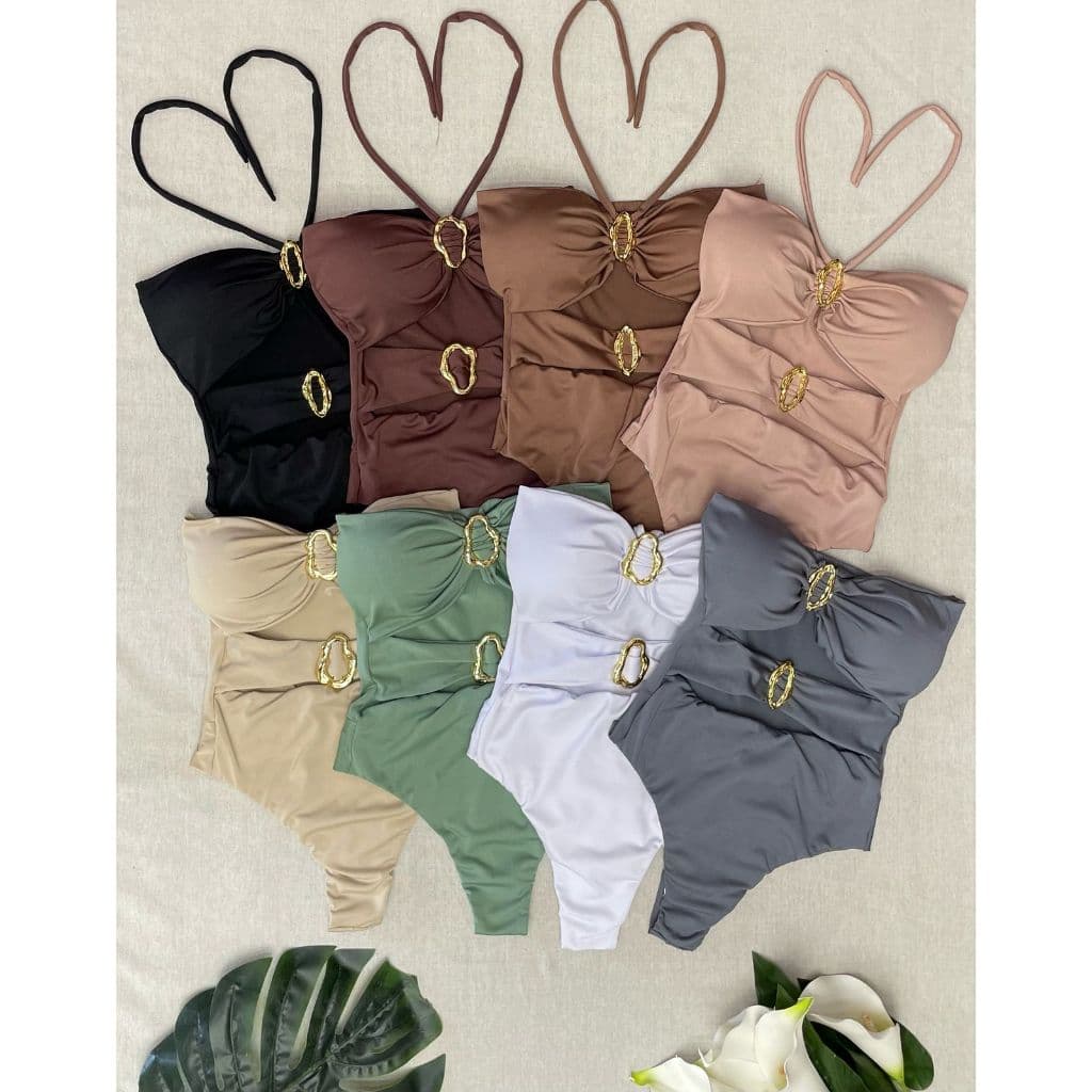 MAIÔ FEMININO PRAIA COM 2 ARGOLAS BODY FEMININO BIQUINI CROPPED VESTIDO BLUSA FENININA COM BOJOS