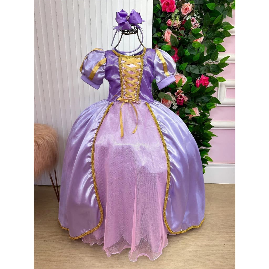 Fantasia Infantil Vestido Rapunzel Enrolados