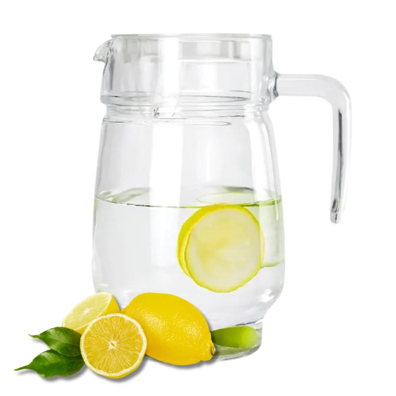 Jarra de Vidro Com Tampa Acrílico 1600ML Agua Sucos Drinks Bar Restaurante Cozinha Evento