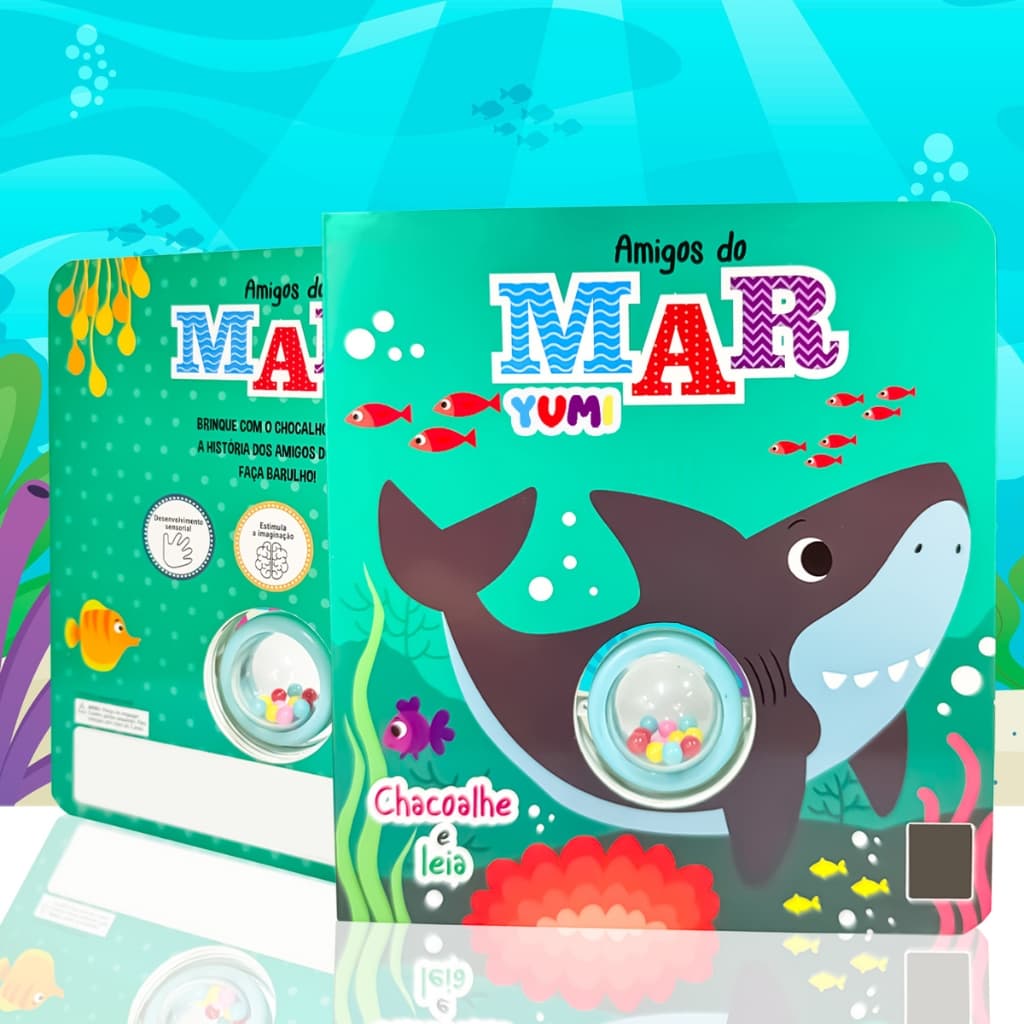 Livro Infantil : Amigos Do Mar | Leitura Interativa E Ilustrada Para Bebês Com Chocalho - Capa Dura