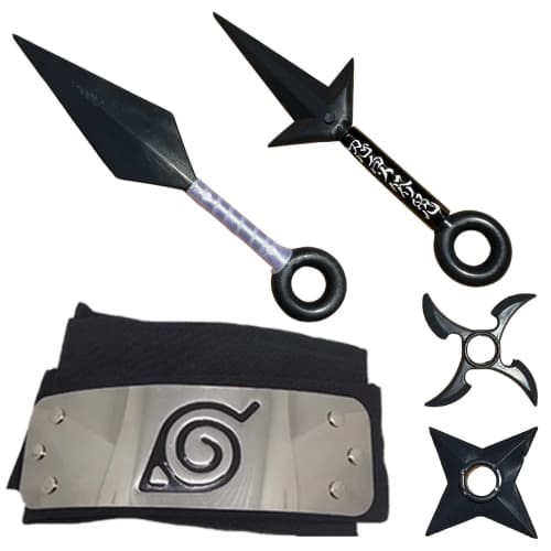 Bandana da Vila da Folha + 2 Kunais + 2 Shurikens