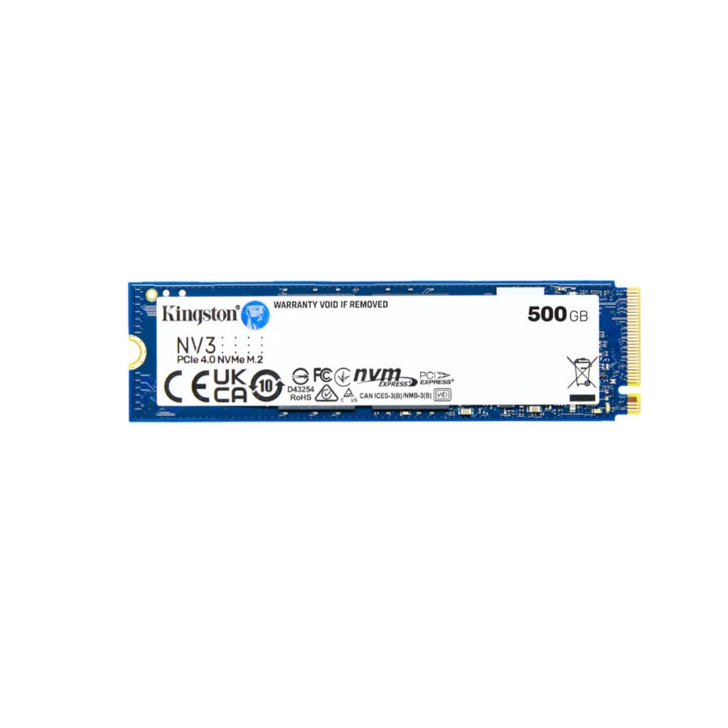 SSD Kingston NV3 500 GB, M.2 2280 PCIe, NVMe, Leitura: 5000 MB/s e Gravação: 3000 MB/s - SNV3S/500G