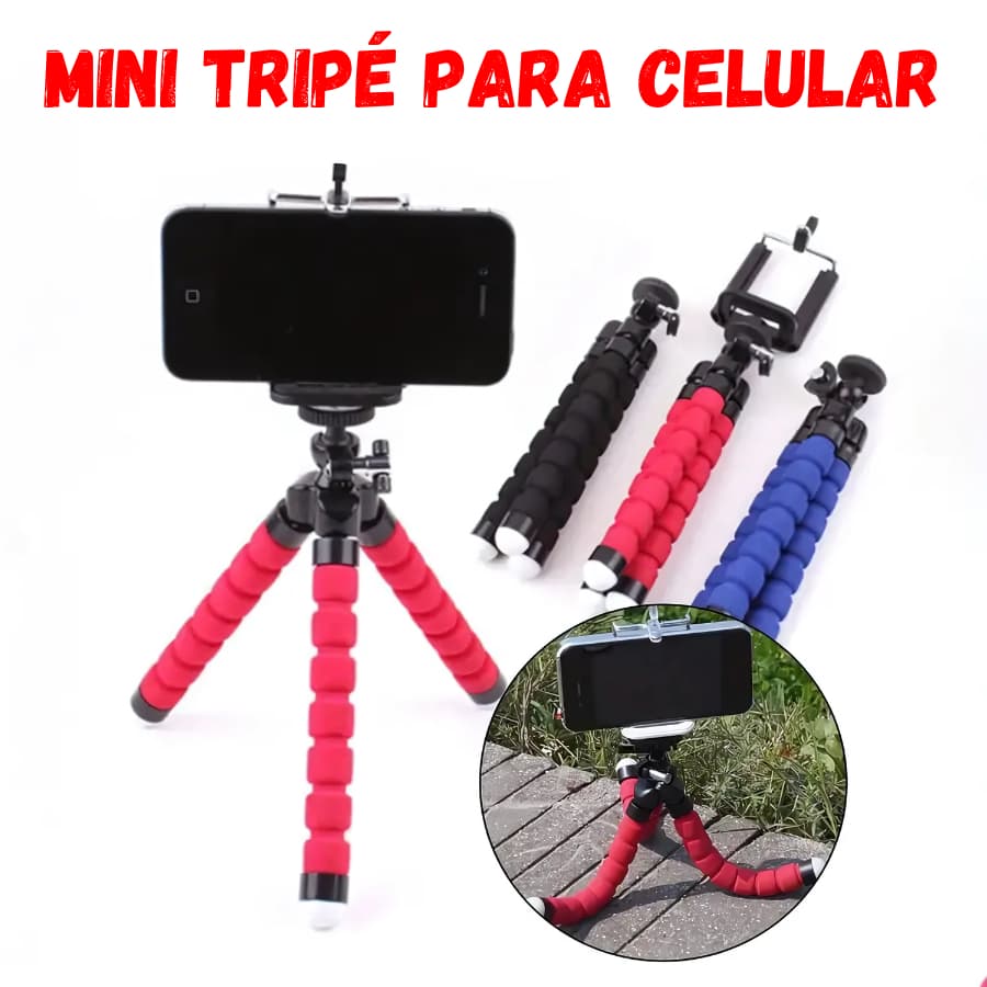 Mini Tripe Flexivel Ajustavel Emborrachado Suporte Universal para Celular e Camera Envio Aleatório