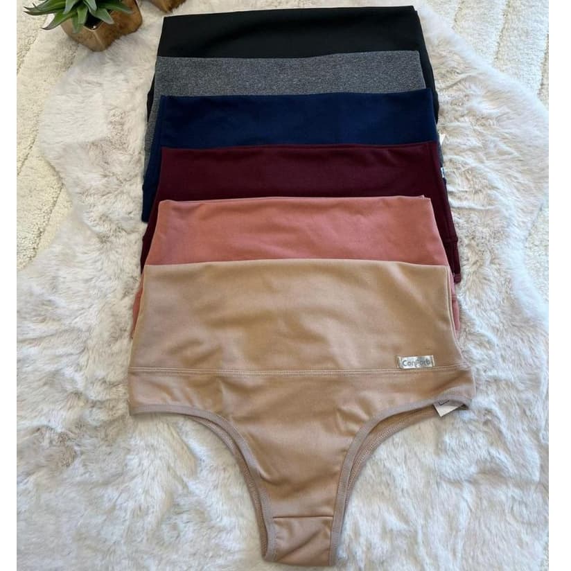 Kit com 4 Calcinha Cós Alto Pós Parto Gestante Segura Barriga