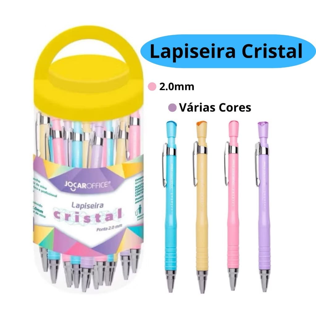 Lapiseira Cristal 2.0 Jocar Office Cores Sortidas Escolar Escritório - Leo&Leo