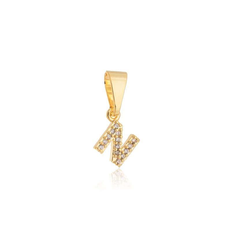 Pingente Letra Inicial Zircônias Feminino Ouro 18k Ou Prata 925