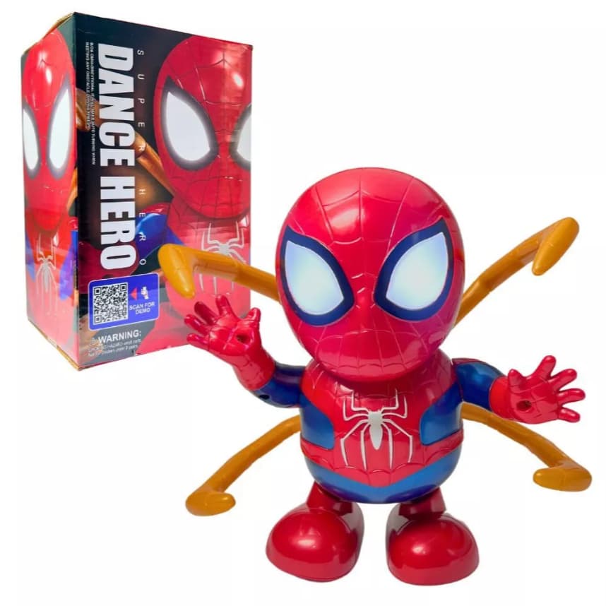 Boneco Homem Aranha Robô Dance Hero Dança com Luz e Música