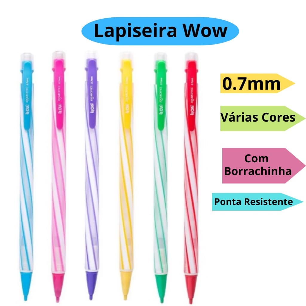 Lapiseira Wow 0.7 Jocar Office Cores Mistas Escolar Escritório - Leo&Leo
