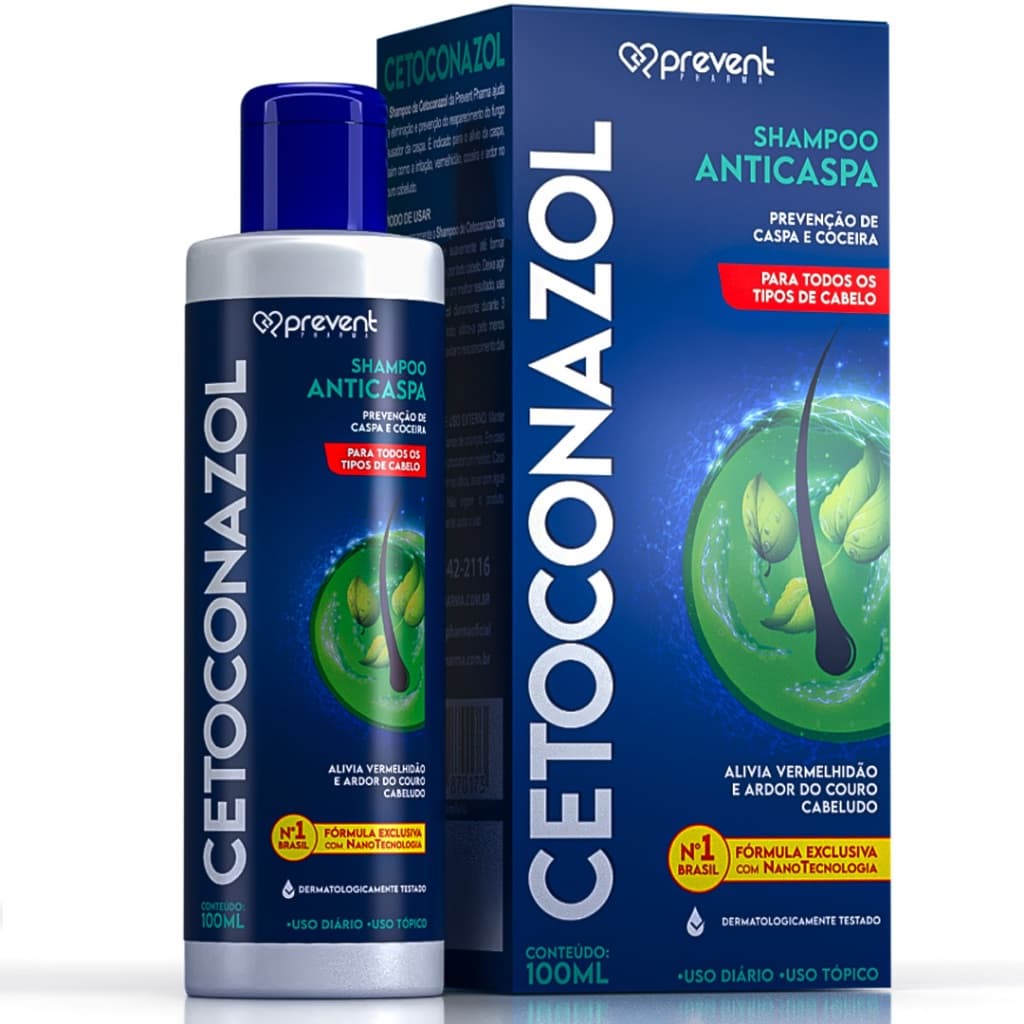 Shampoo Anticaspa Coceira e Dermatite Seborreica Cetoconazol Nano Tecnologia 100mL Prevent Pharma