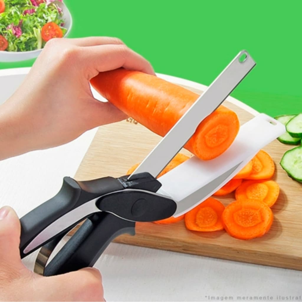 Tesoura para alimentos Clever Cutter, substitui a tabua e faca. Cortador de legumes, vegetais...