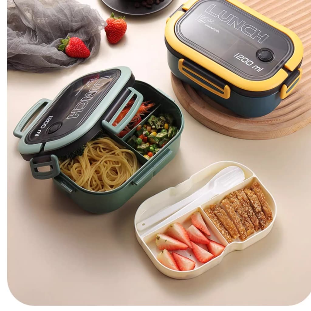 Marmita Lunch Box Com 3 Divisórias – Tampa Não Vai Ao Micro-ondas