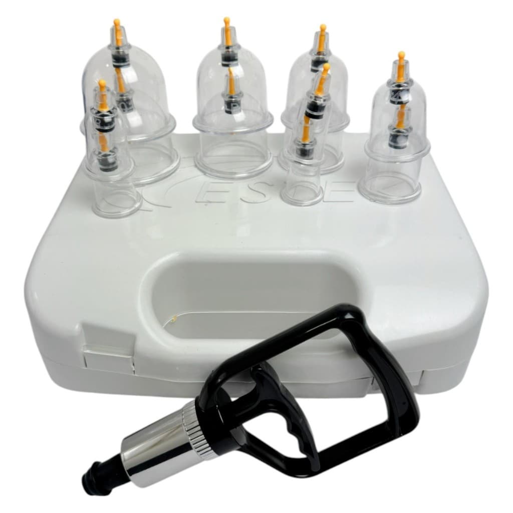 Kit 12 Ventosas Terapêuticas Ventosaterapia Massagem Vácuo Sucção + Aplicador Estética Estek