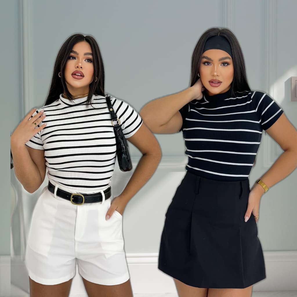 CAMISETA BLUSA LISTRADA MODA TENDENCIA VERÃO 2026 CANELADO PREMIUM PRIMAVERA