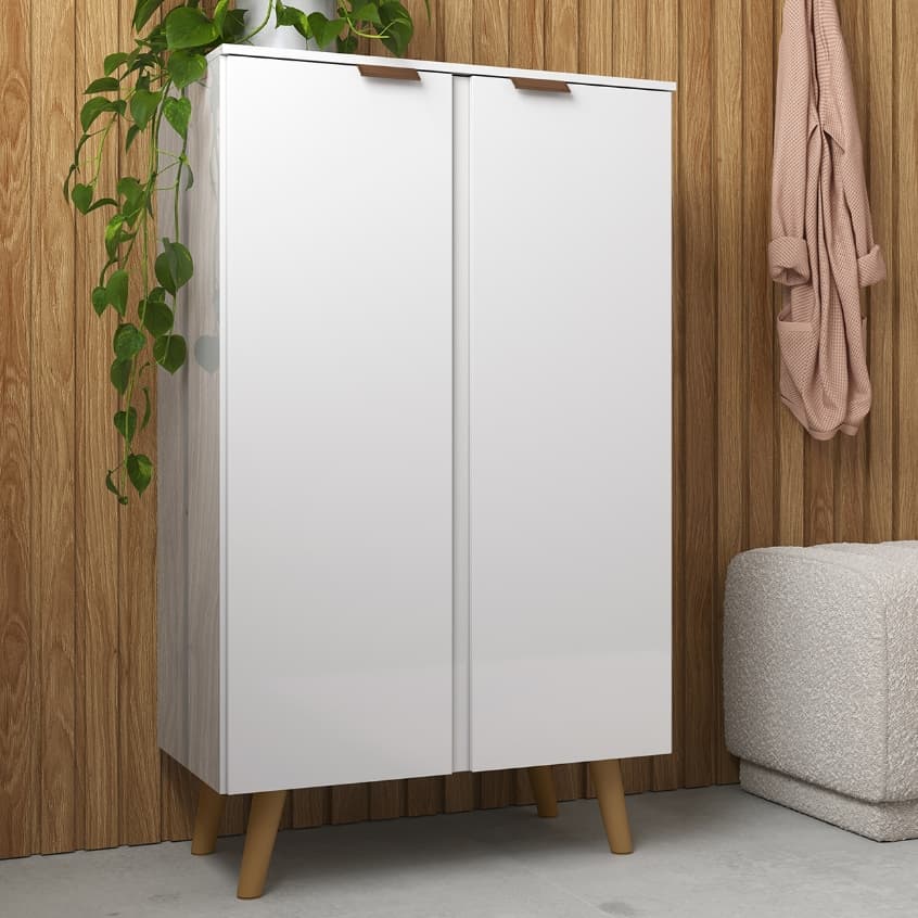 Sapateira Armário Multiuso com 2 Portas e 3 Prateleiras Organizador para Hall e Entrada Tênis Sapato