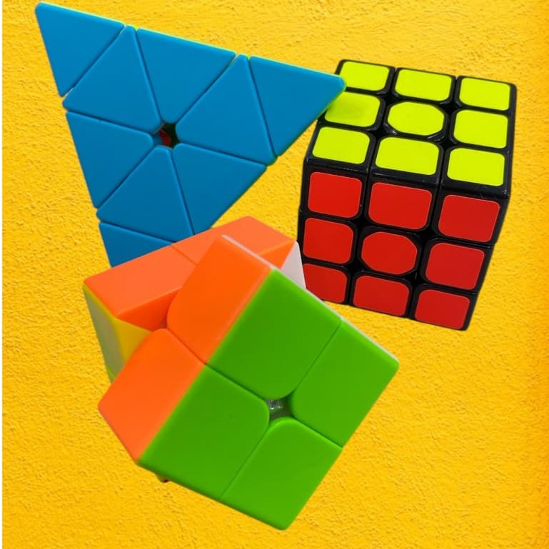 Kit 3 Cubo Mágico 2x2x2+3x3x3 QIYI+Pirâmide Profissional QIYI