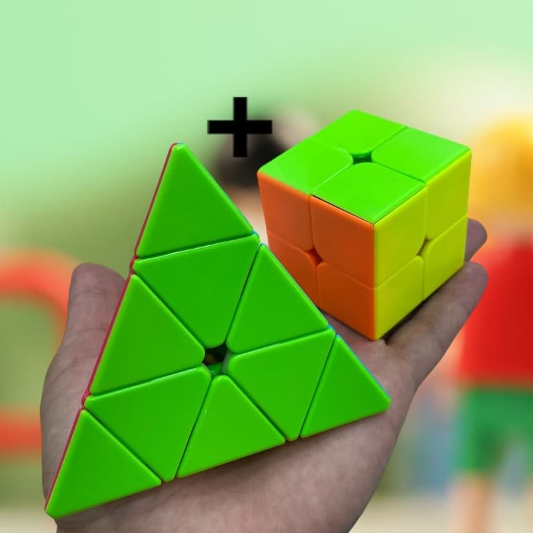 Kit Cubo Magico speed cube Profissional Pirâmide QIYI + 2x2x2 cubo magico QIYI