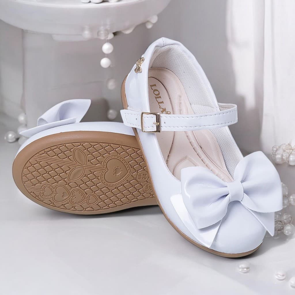 Sapatilha Branca Infantil Menina Confortável Para Batizado Dama De Honra Casamento Festa 20 Ao 34