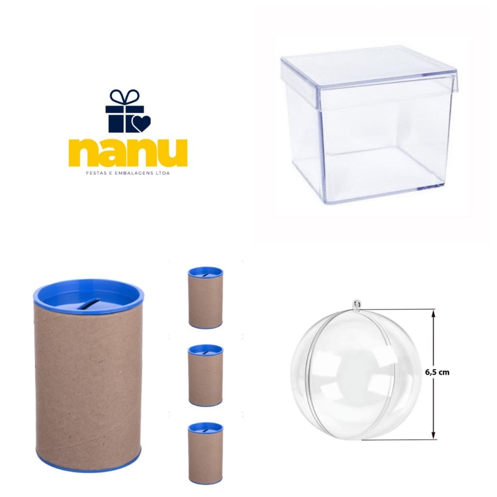 Kit festa 30 itens  - 10 Cofrinhos 10x06 + 10 Esferas + 10 Caixinhas 5x5 -  luxo - lembrancinhas.  -