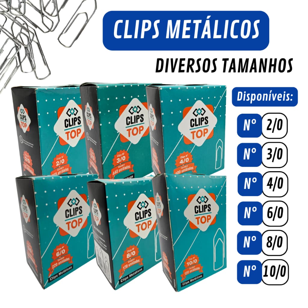 Clips Metálico Para Papel Top Diversos tamanhos