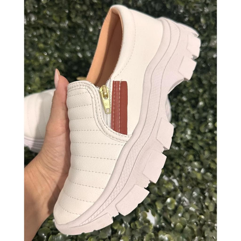 Tênis Sapatênis Sapatilha Feminino Casual Slip On Com Zíper Confortável Envio Imediato