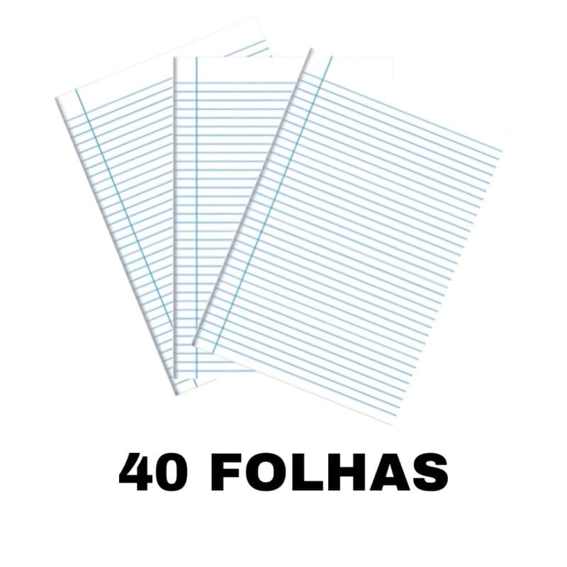 PAPEL FOLHA DE ALMAÇO COM PAUTA E MARGEM 40 FOLHAS
