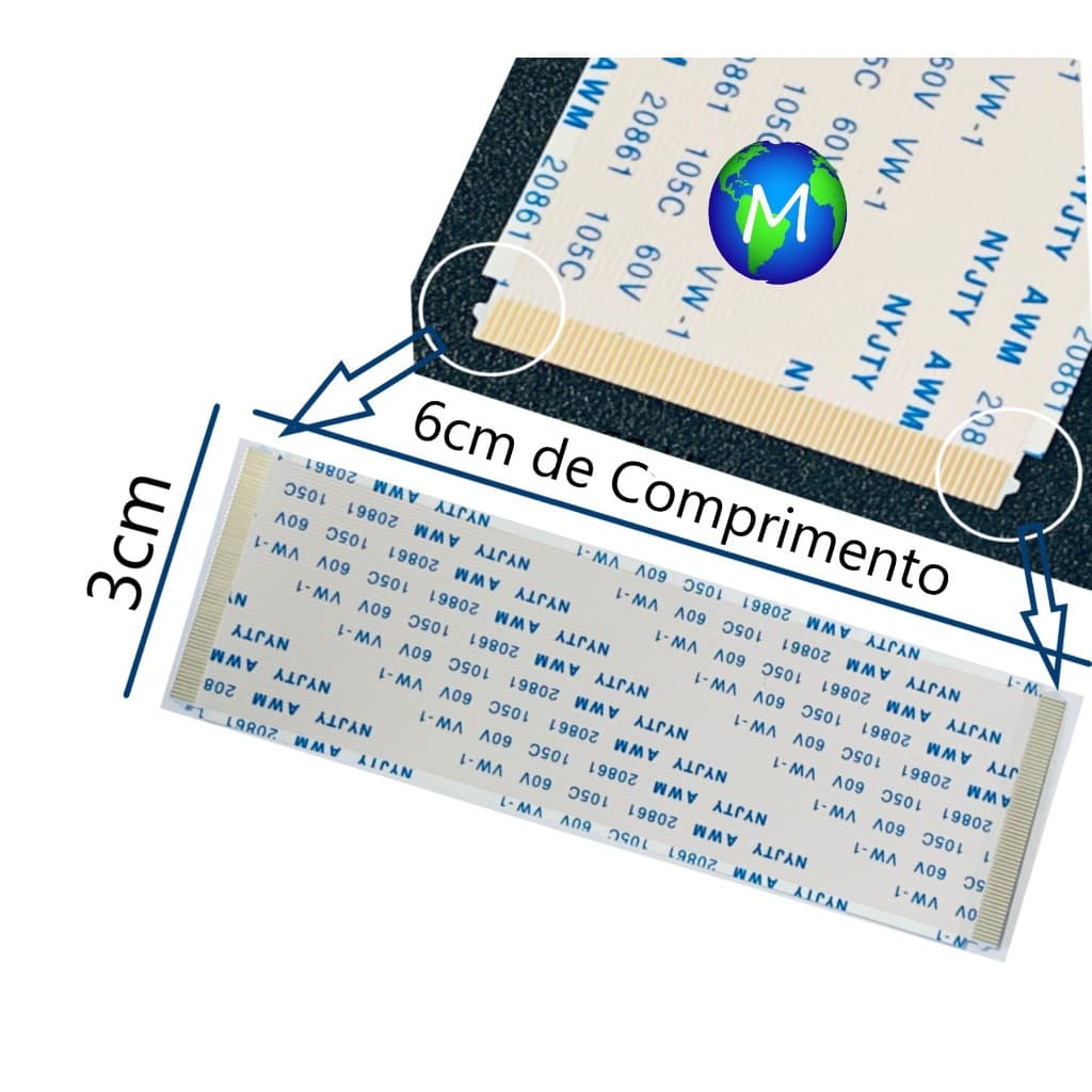 1 Cabo Flat 60 Vias X 6cm Compatível  Para Placa Tcon Tv Samsung UN39EH5003G