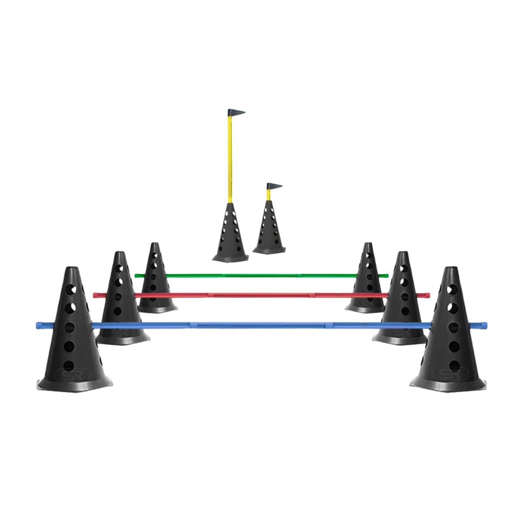 Kit 8 Cones Furados C/ Barreira Funcional Black - Treino Agilidade