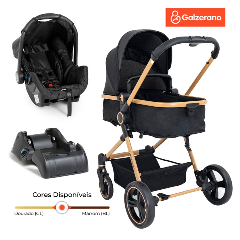 Carrinho de Bebê Berço Moisés Passeio Travel System Ivy Proteção UV50+ Galzerano