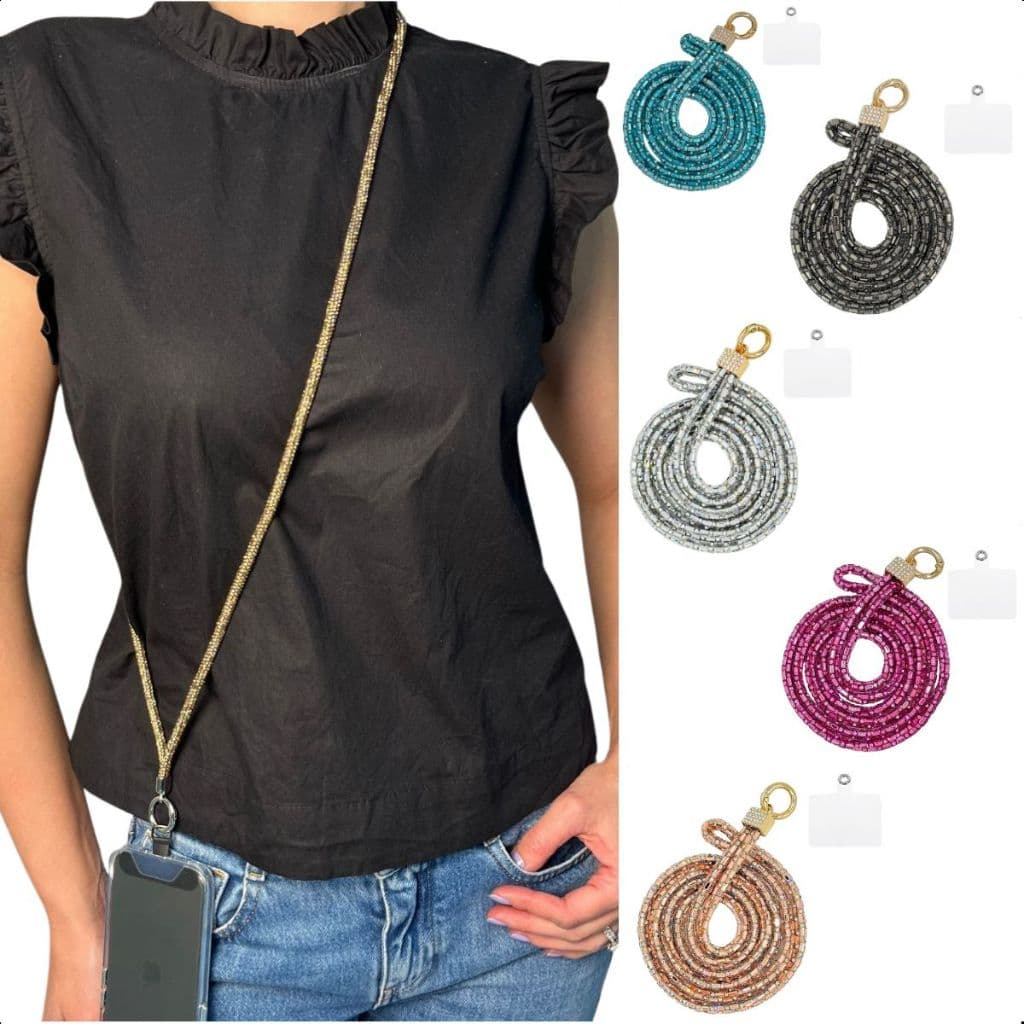 Corrente Alça De Pescoço Universal Para Celular Com Strass Crossbody Transversal