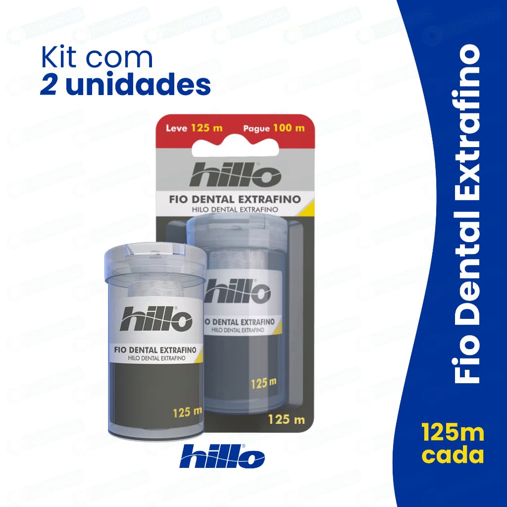 Kit 2 Fio Dental Hillo Extra Fino 125 Metros – Higiene Bucal Eficiente e Confortável