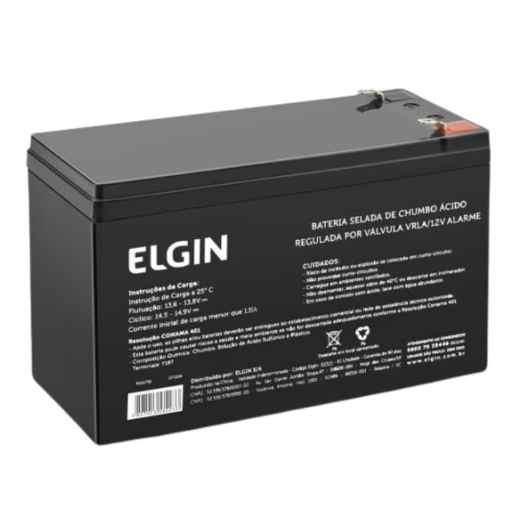 Bateria Selada de Chumbo 12V Alarme VRLA Para Nobreak Alarmes Elgin