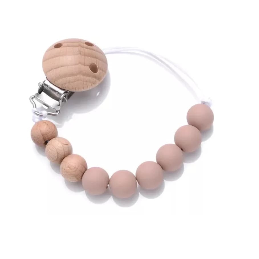 Prendedor De Chupeta  Silicone E Bambu