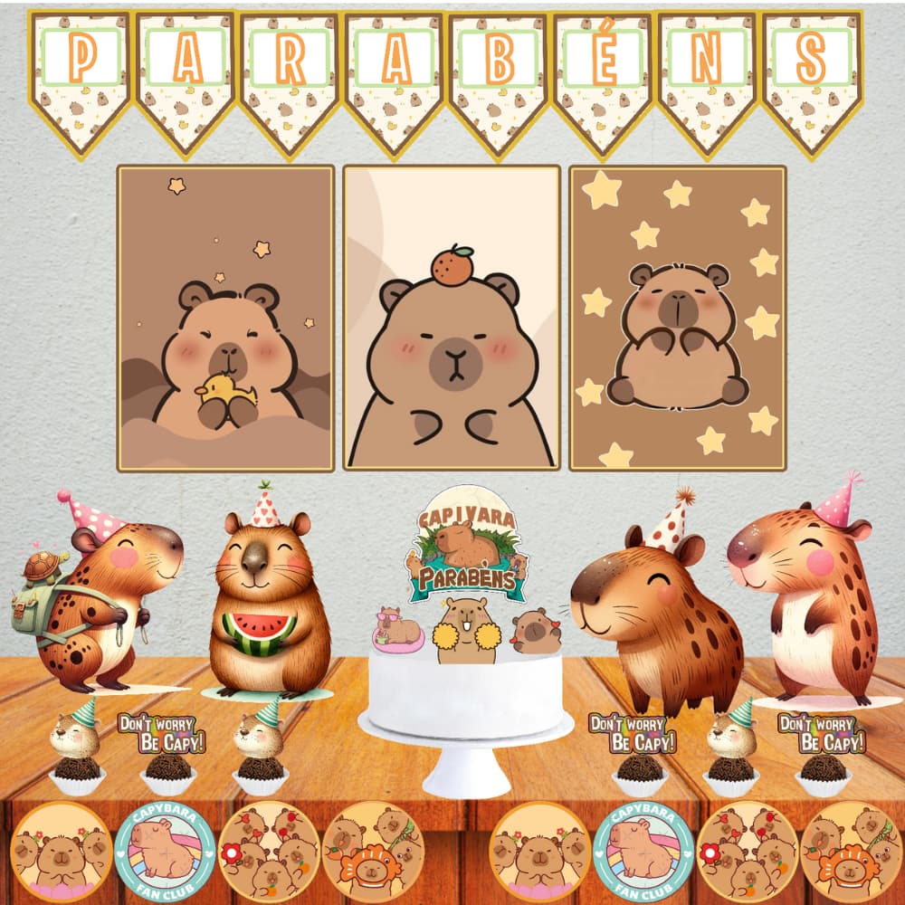 Kit Festa Capivara Só Um Bolinho Decoração Aniversario em casa, na escola