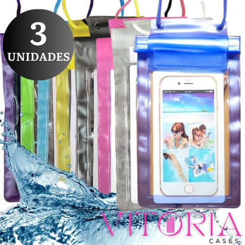 Capa Prova D'Agua Bolsa Impermeável Aquatica Praia Piscina Mar Moto Chuva Capinhas Case Celular Transparente Universal