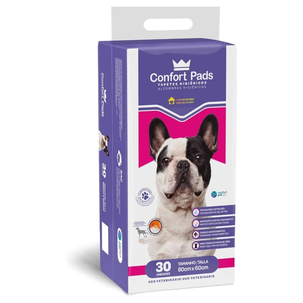 Tapete Higienico 80 X 60 Cm Confort Pads Para Caes Cachorro e Gatos com 30 Unidades