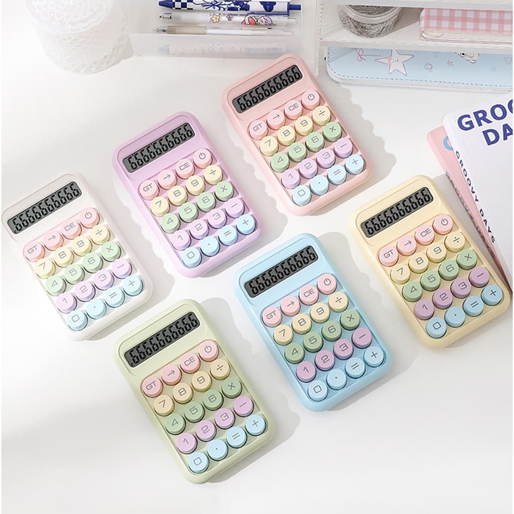 Calculadora de 10 Dígitos Teclado Mecânico cor de Morandi  De Ponto Grande  para escola ou trabalho