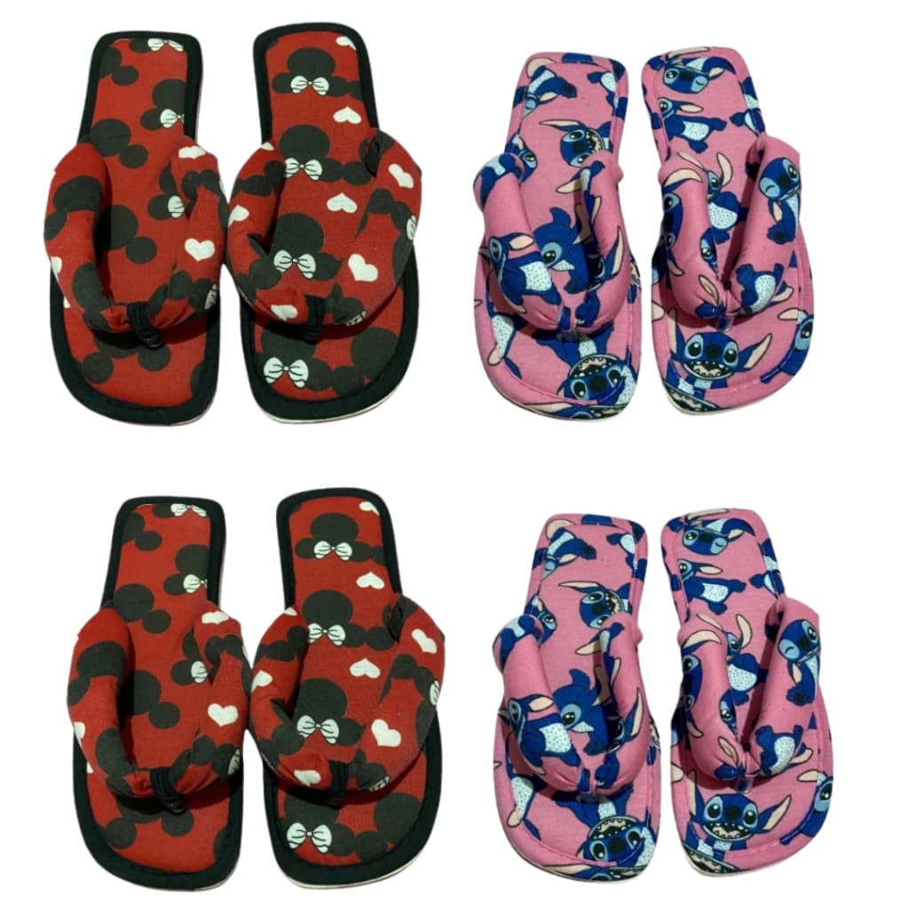 PANTUFA CHINELO DE DORMIR FEMININA ESTAMPADA PERSONAGENS CONFORTAVEL DE VERAO STICH MINIE