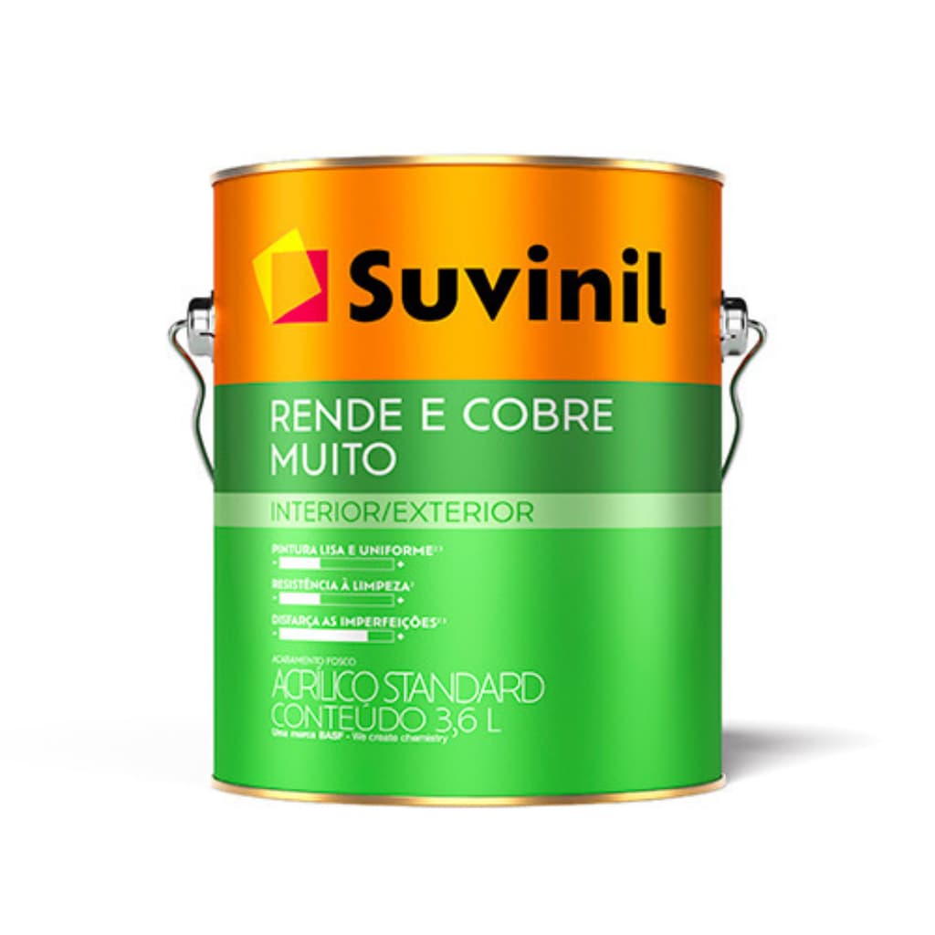 Tinta Suvinil Rende & Cobre Muito 3,6L Cores Básicas Alta Cobertura e Rendimento
