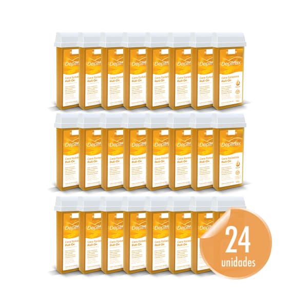 Cera Para Depilação Roll-On Natural Kit com 24 Unidades 100g Depilflax