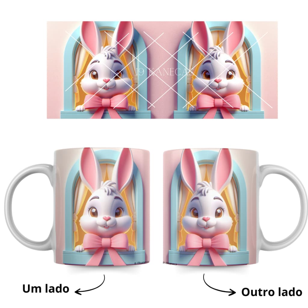 Caneca Personalizada Pascoa Efeito 3D Ovo Coelho Chocolate Presente Mimo Bombom