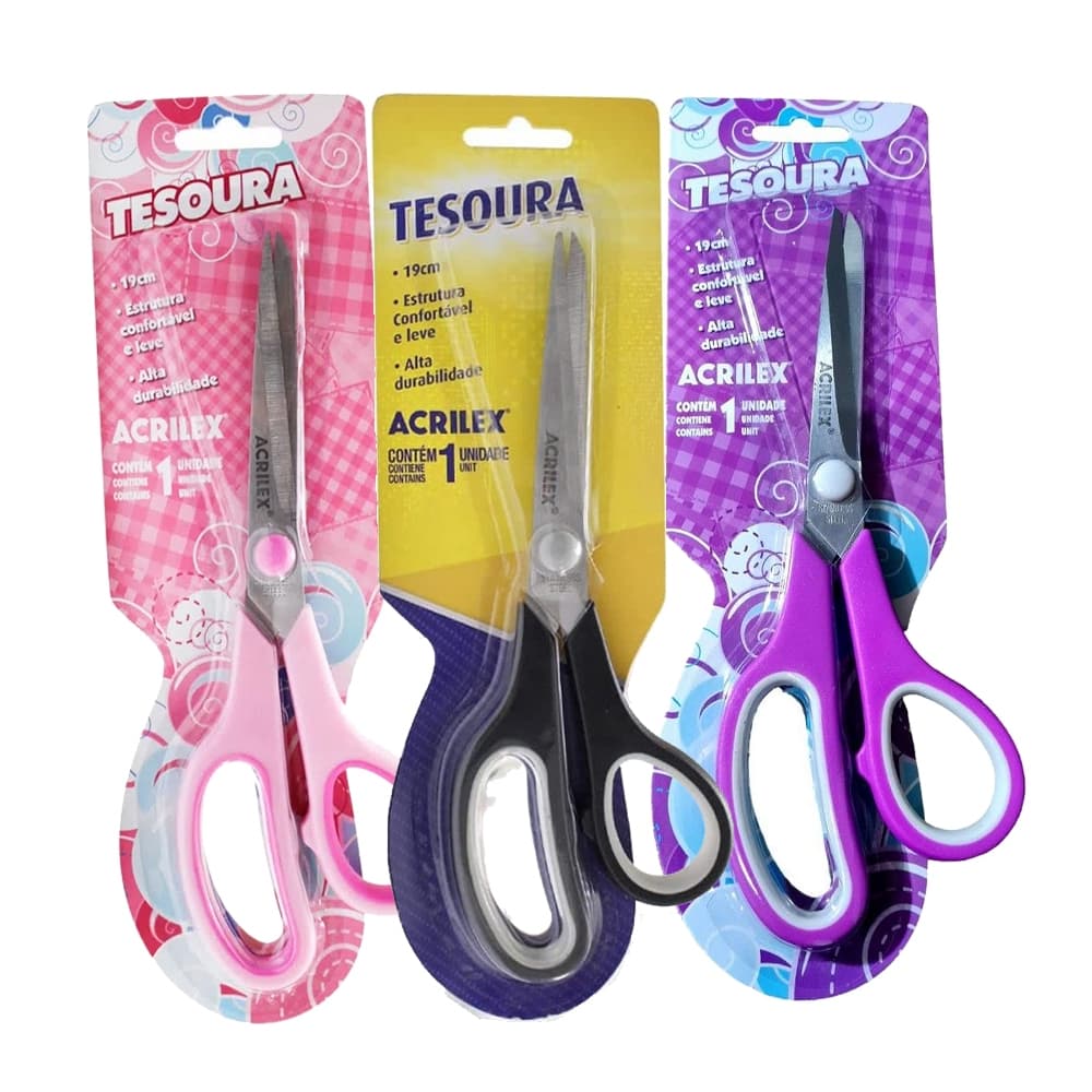 Tesoura Multiuso  Anatômica  - Acrilex (Escolha a Cor)