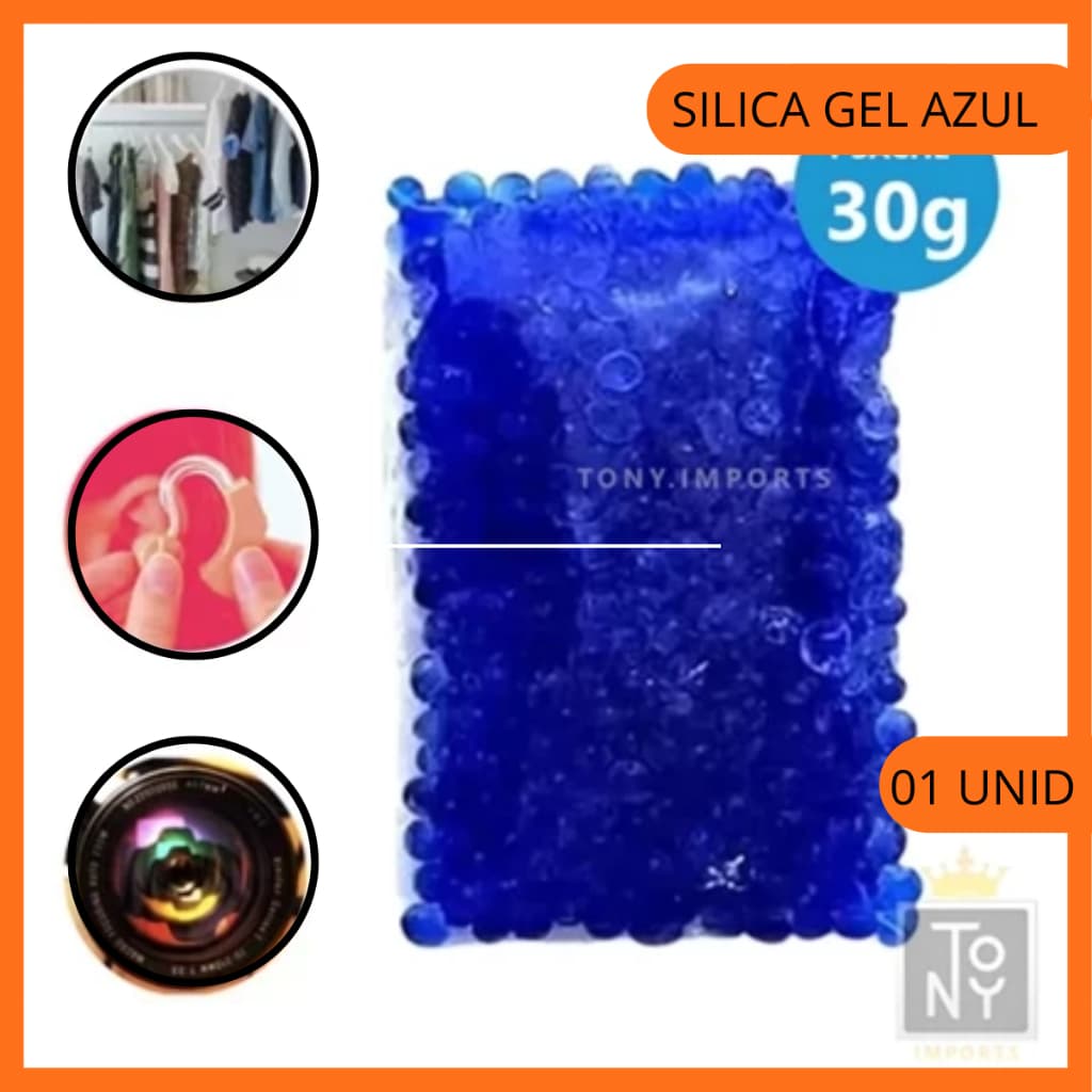 Silica Gel Azul 30g Refil Desumidificador Aparelho Auditivo Cola Cílios 1 Sachê