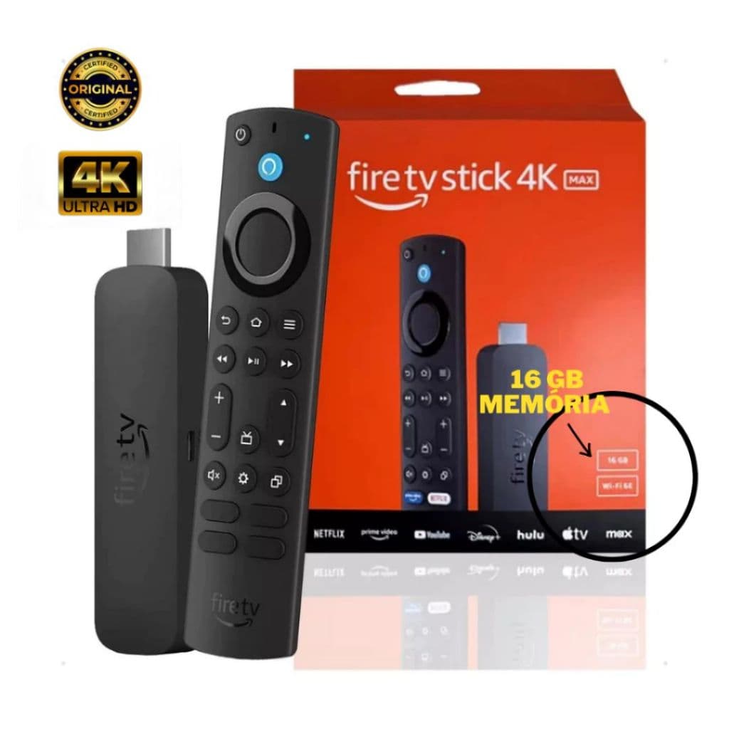 Amazon Fire TV Stick 4K Max Wifi 6E 16gb - Com Alexa Comando de Voz integrado