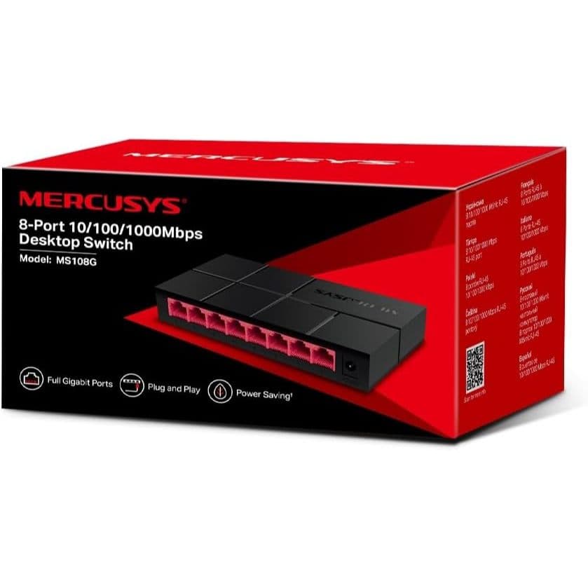 SWITCH MERCUSYS MS108G DE MESA 8 PORTAS 10/100/1000 MBPS