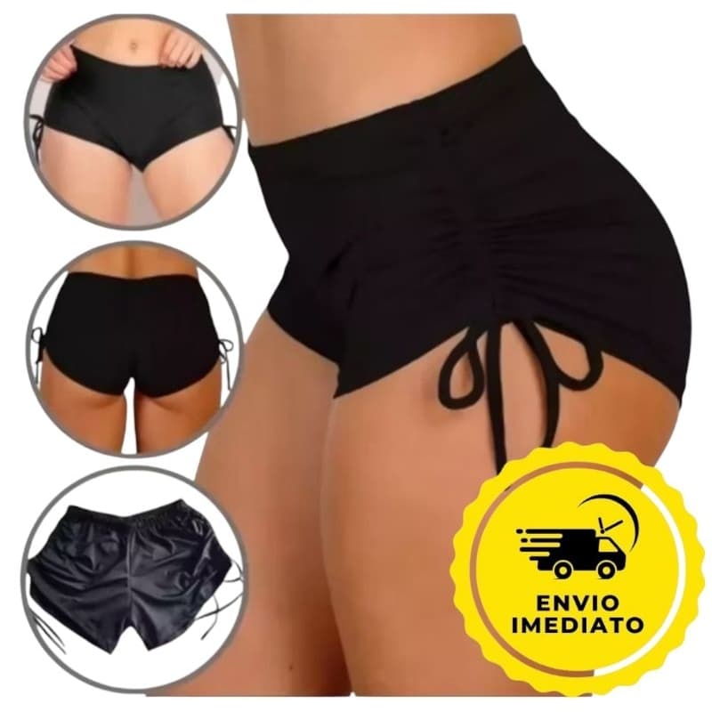 Short Biquíni Com Cordinha e Amarração Na Lateral  Tendencia Praia Piscina Academia